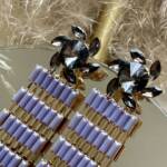 PENDIENTES JOYA CRISTAL GRIS/LILA FONDO DORADO