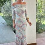 Vestido Bardot Fruncido Estampado