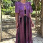 Chaqueta Torera Flecos Morada