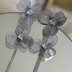 Pendientes Doble Flor Brillos Plateados