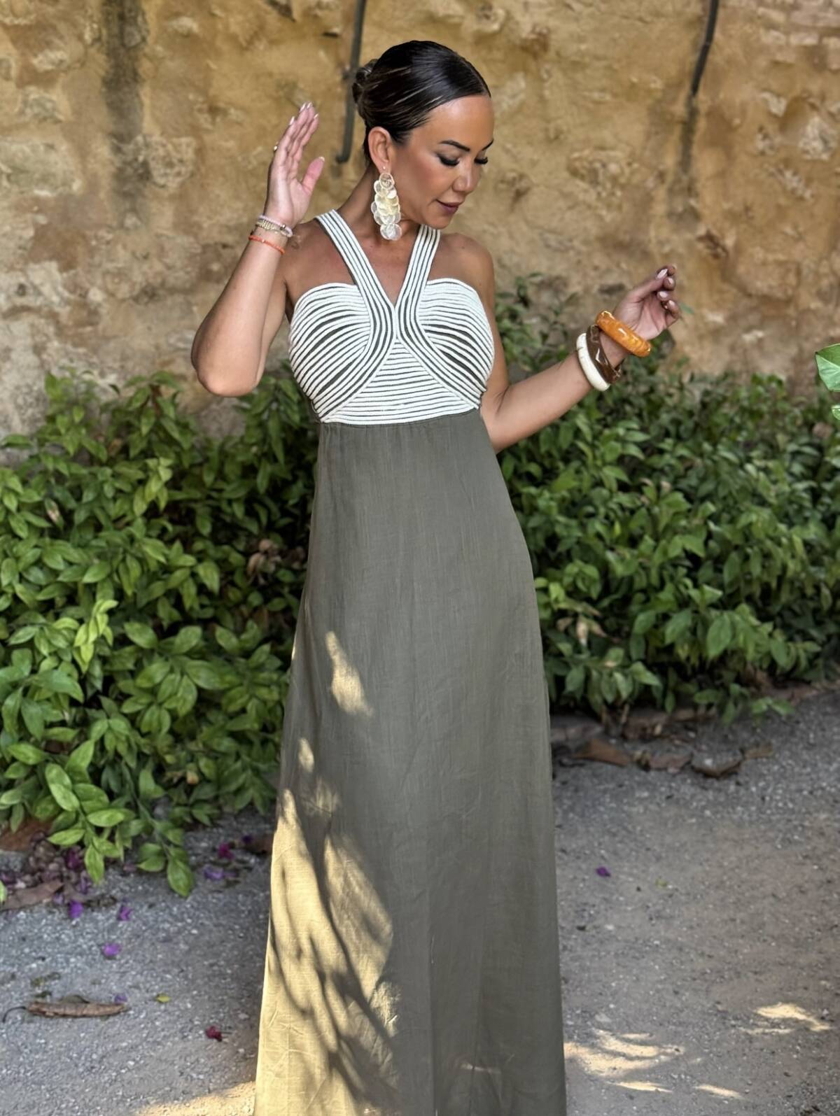 Vestido Cuerdas Halter Verde - Imagen 9