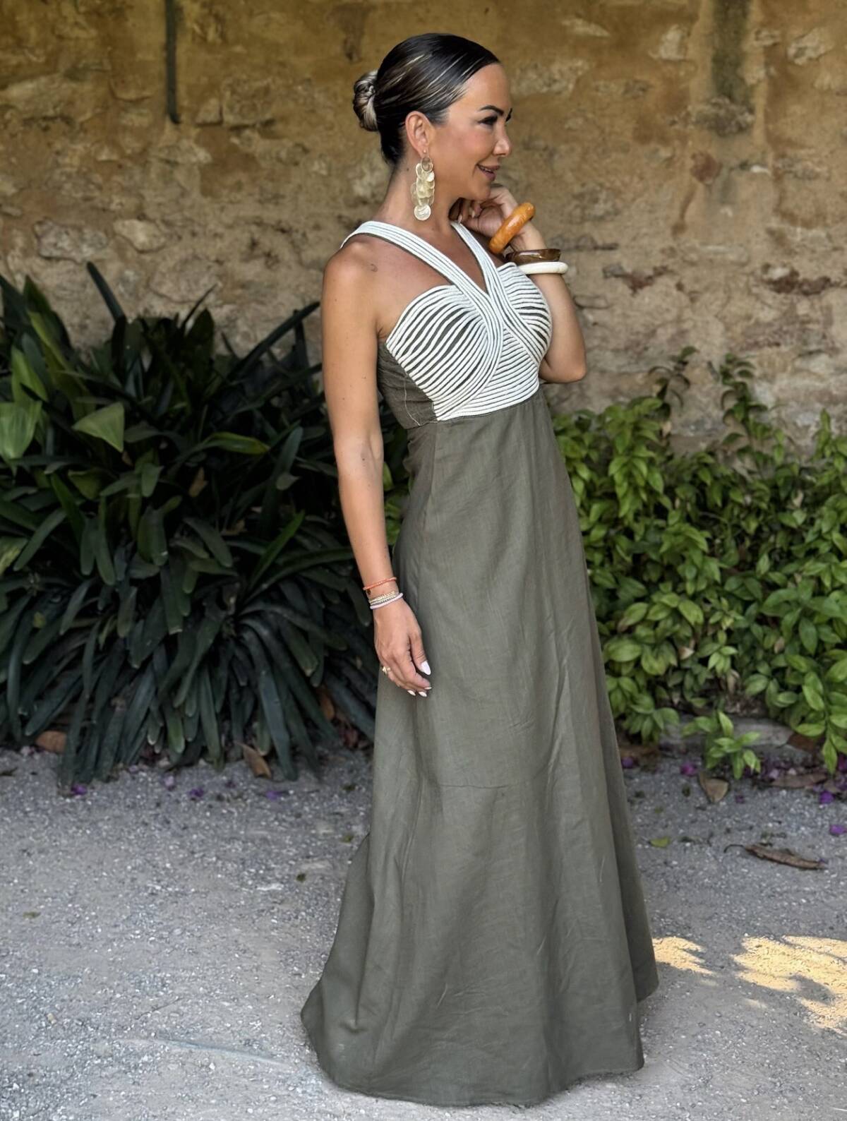 Vestido Cuerdas Halter Verde - Imagen 4