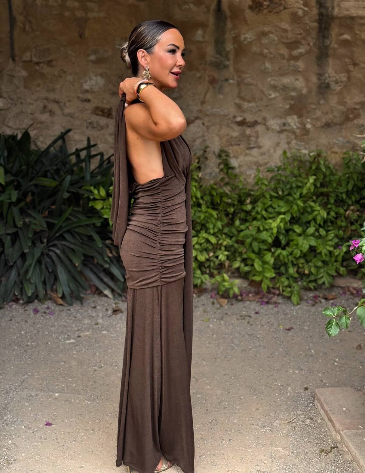 Vestido Fiona Crep Marrón - Imagen 5