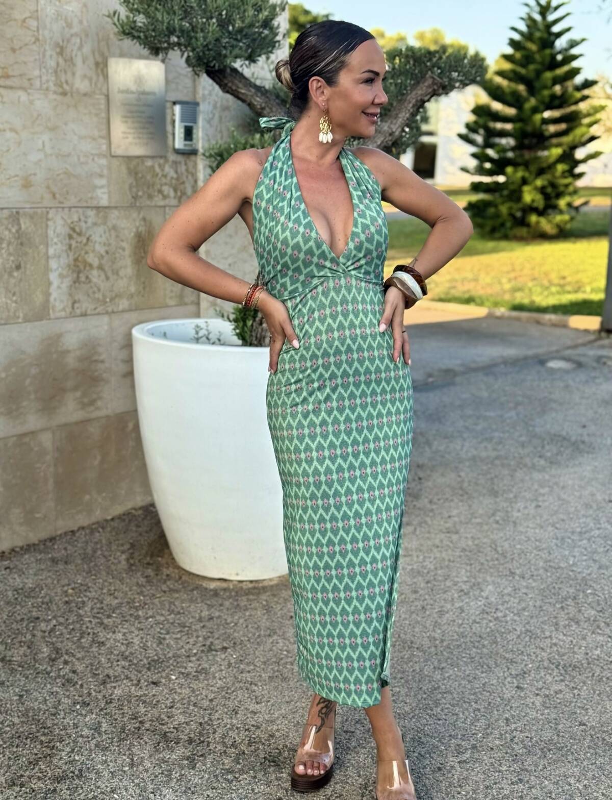 Vestido Halter Lurex Turquesa - Imagen 5