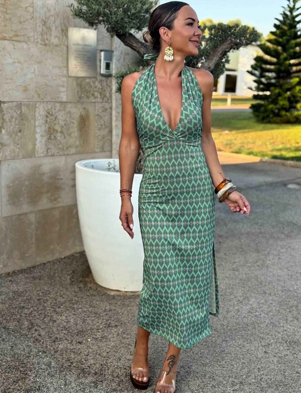 Vestido Halter Lurex Turquesa - Imagen 1
