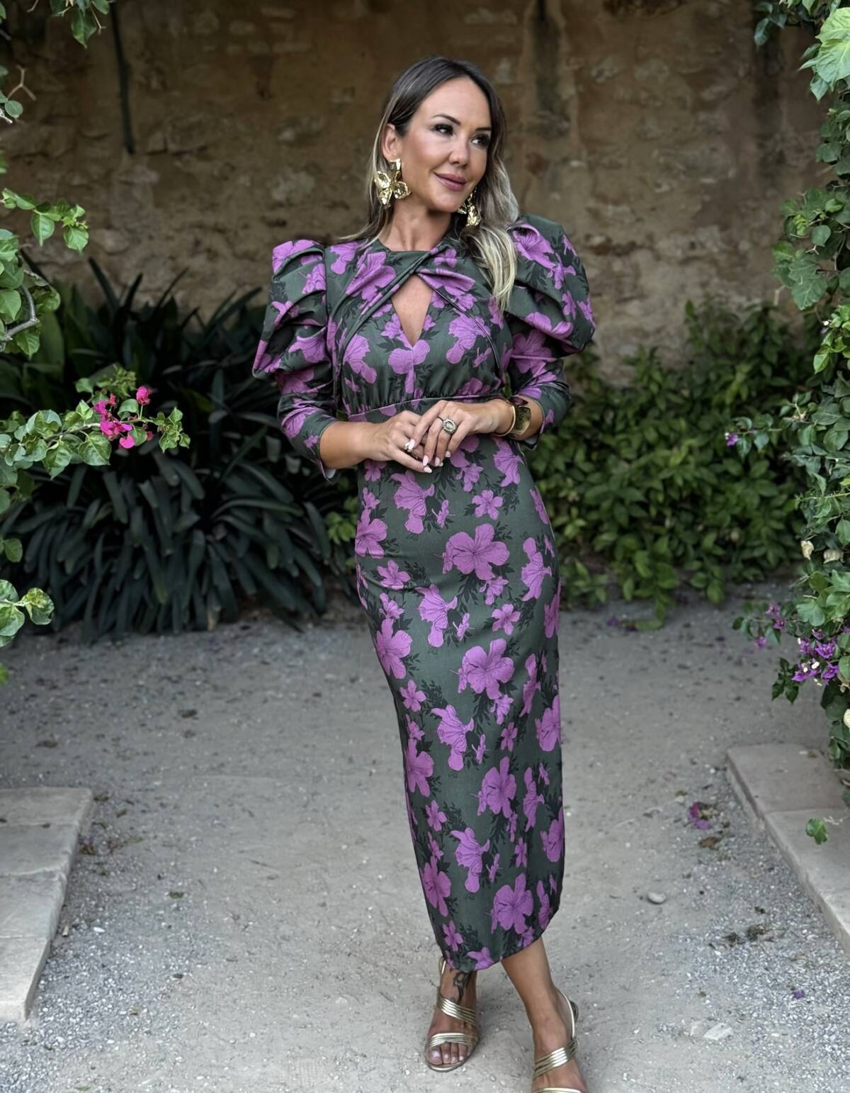 Vestido Laia Estampado Verde Lila - Imagen 8