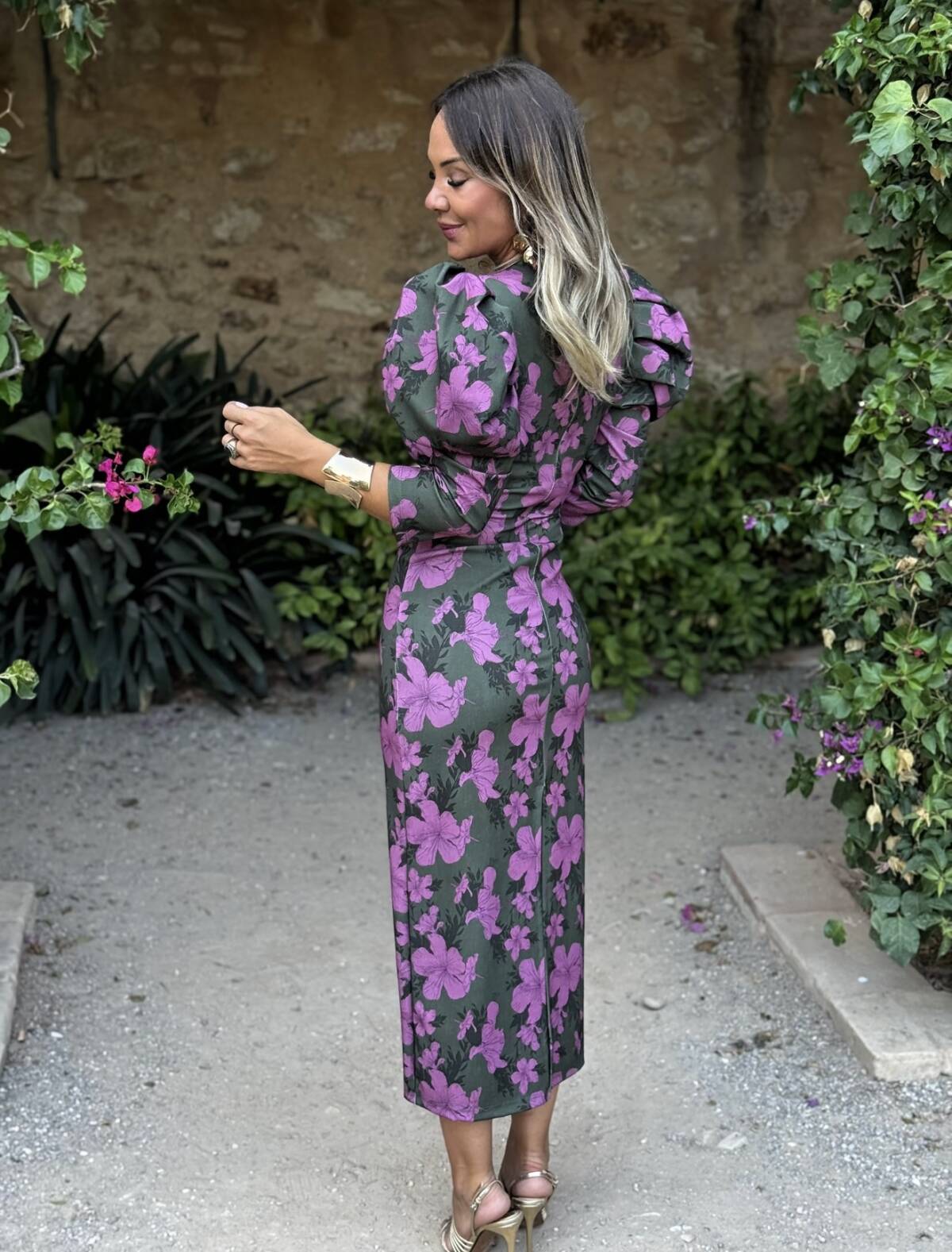 Vestido Laia Estampado Verde Lila - Imagen 7