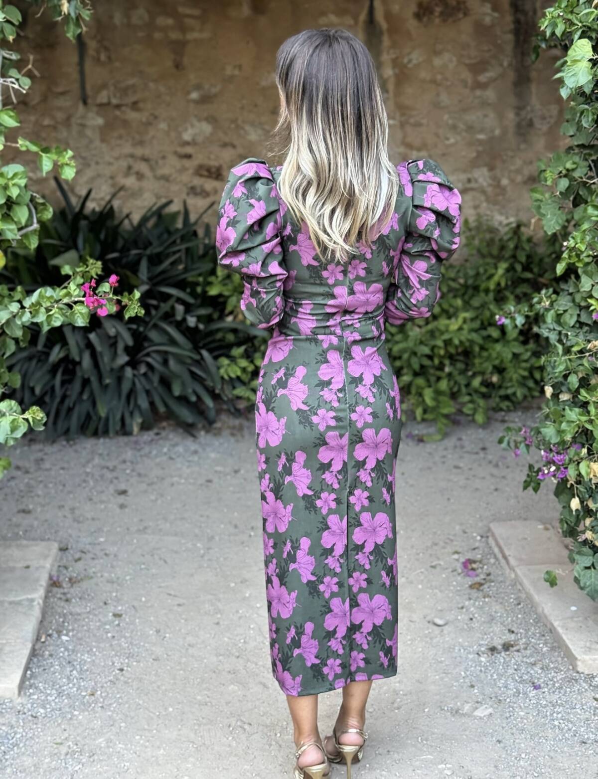 Vestido Laia Estampado Verde Lila - Imagen 4