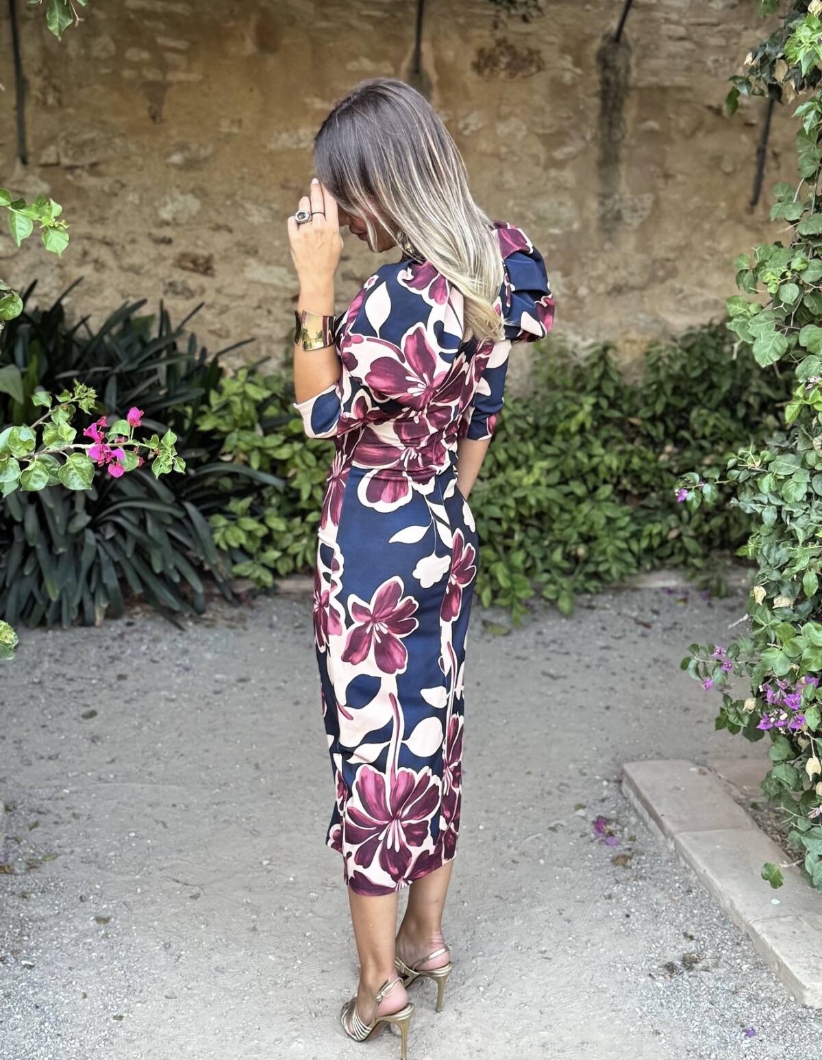 Vestido Loren Estampado Marino Buganvilla - Imagen 3