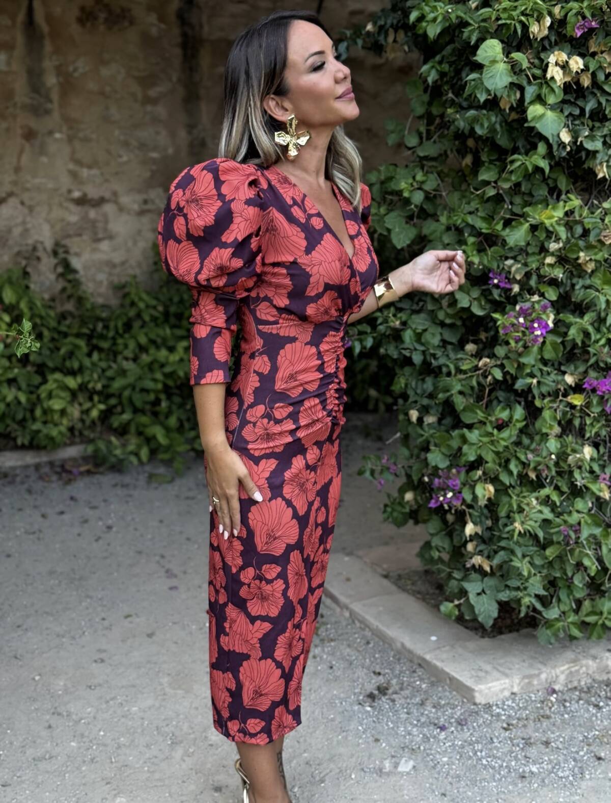 Vestido Loren Estampado Vino Caldera - Imagen 7