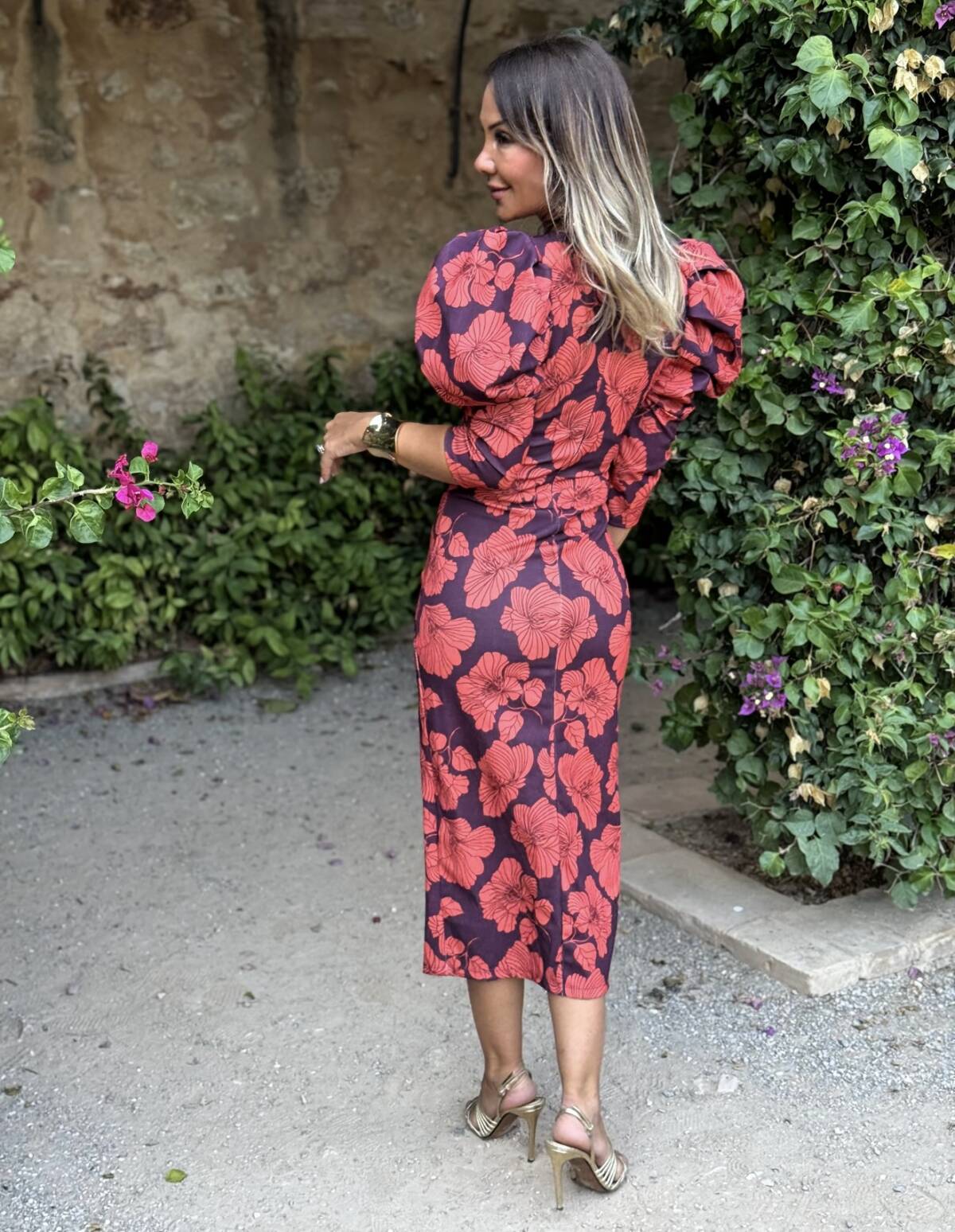 Vestido Loren Estampado Vino Caldera - Imagen 2