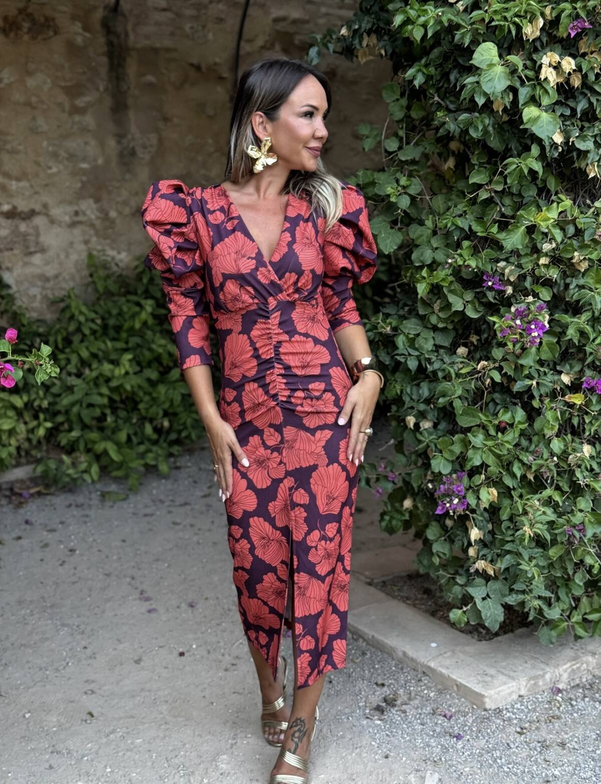 Vestido Loren Estampado Vino Caldera - Imagen 9