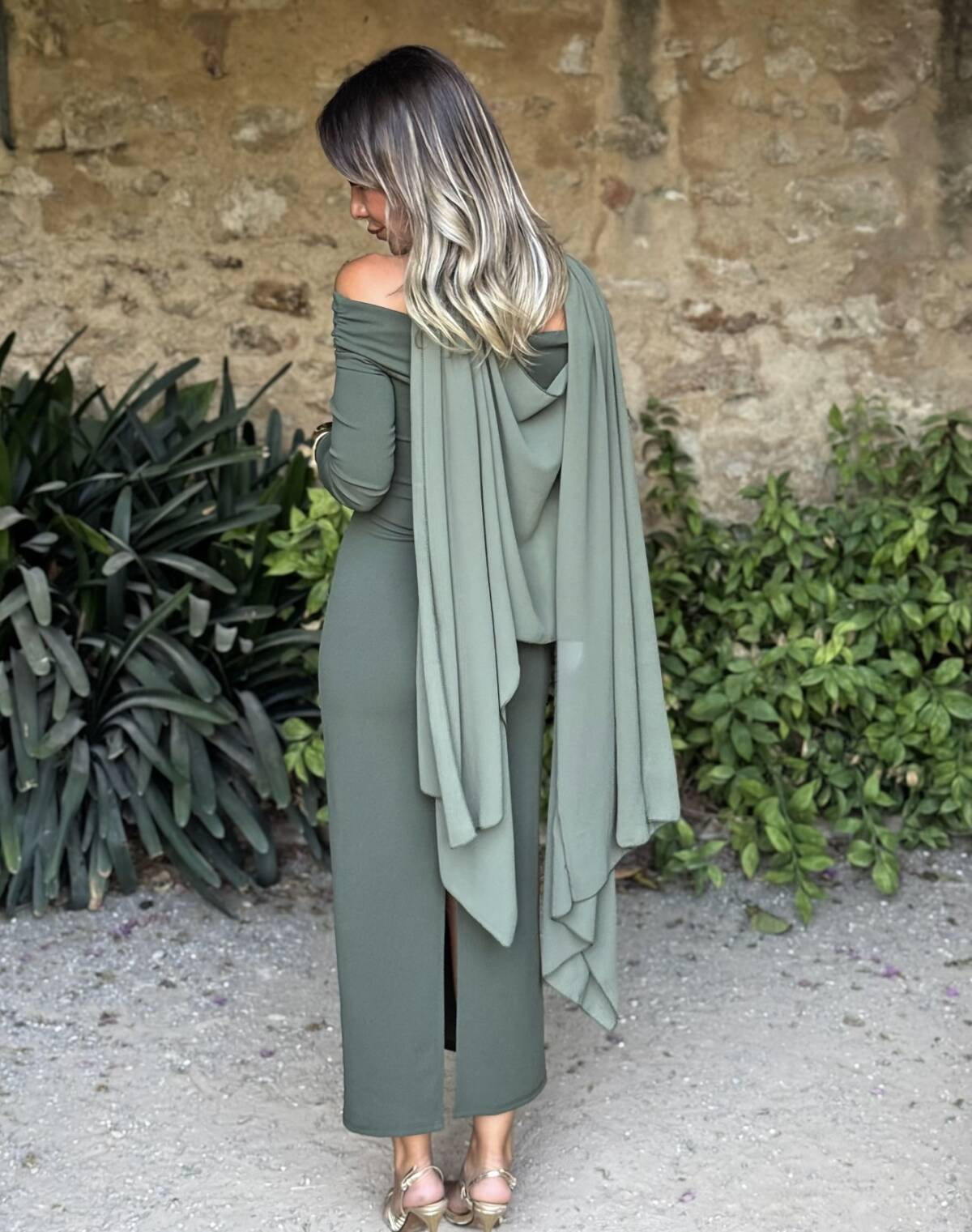Vestido Bardot Verde - Imagen 6