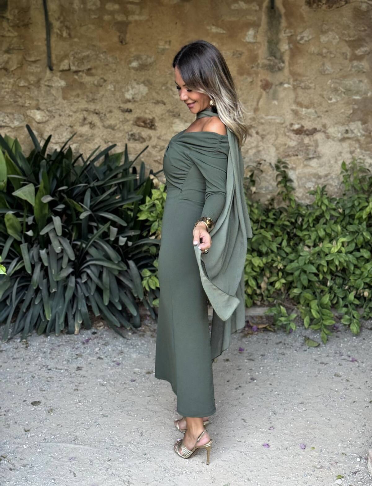 Vestido Bardot Verde - Imagen 7