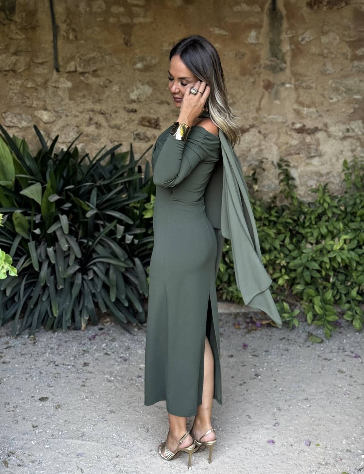 Vestido Bardot Verde - Imagen 3