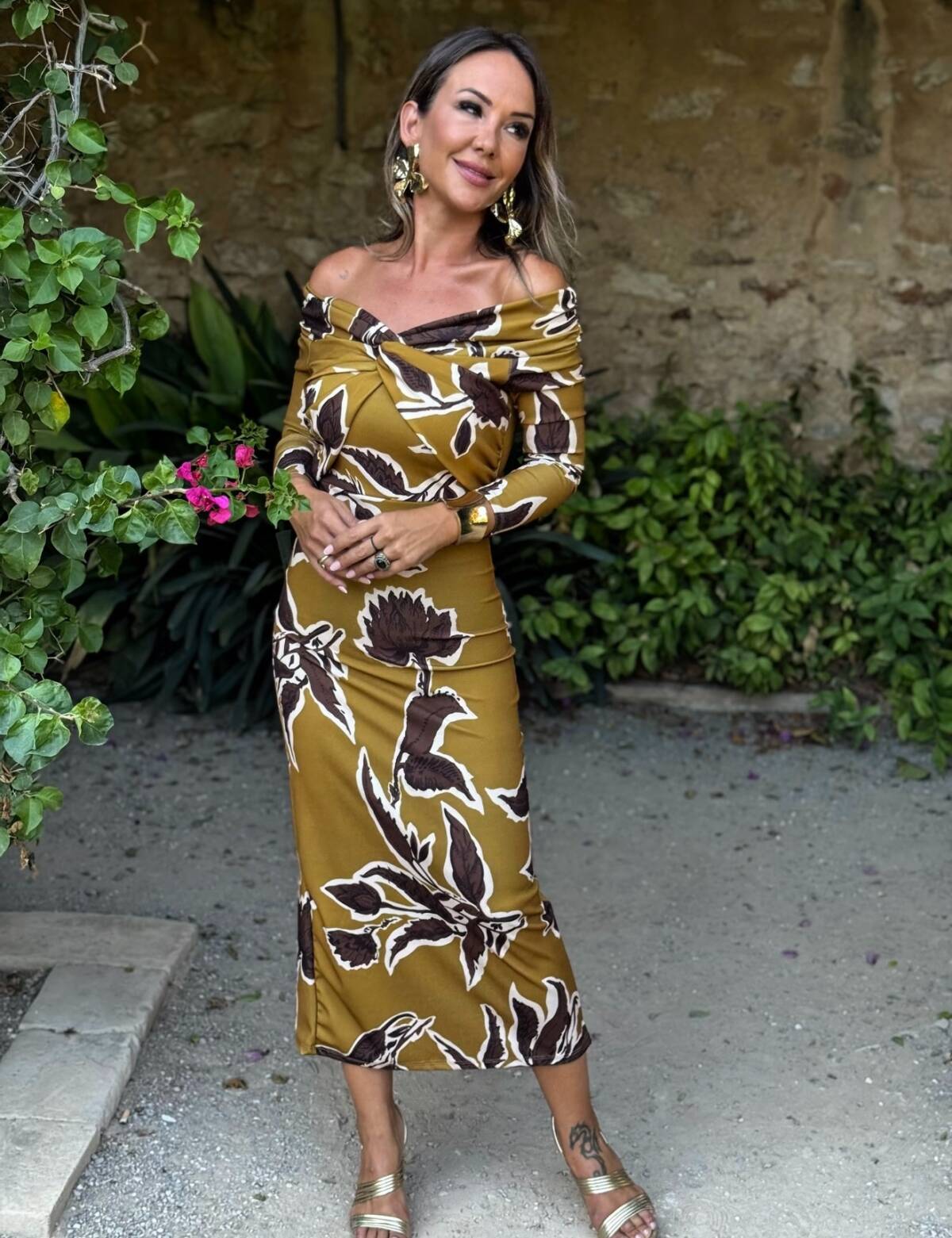 Vestido Bardot Estampado Lima - Imagen 1