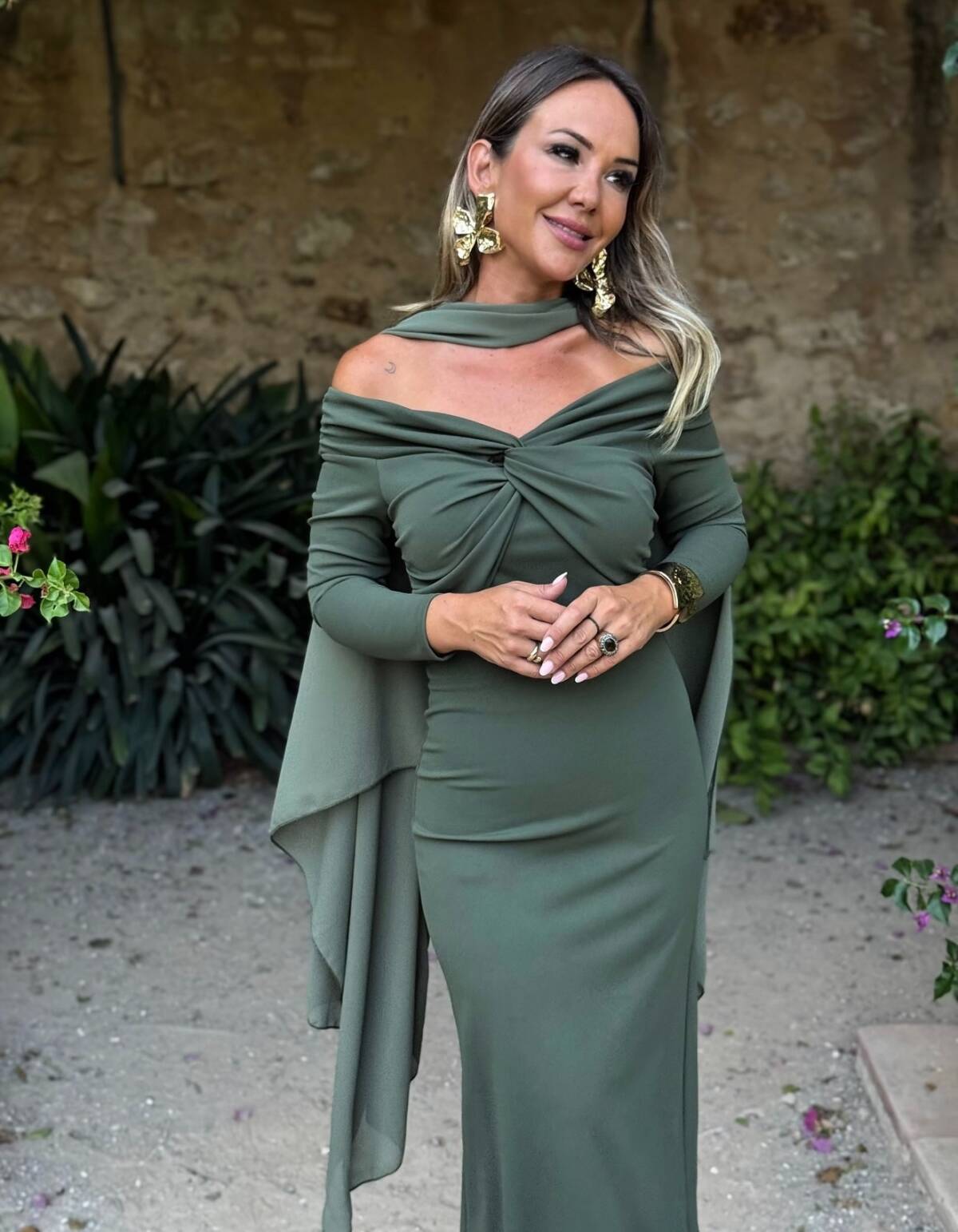 Vestido Bardot Verde - Imagen 1