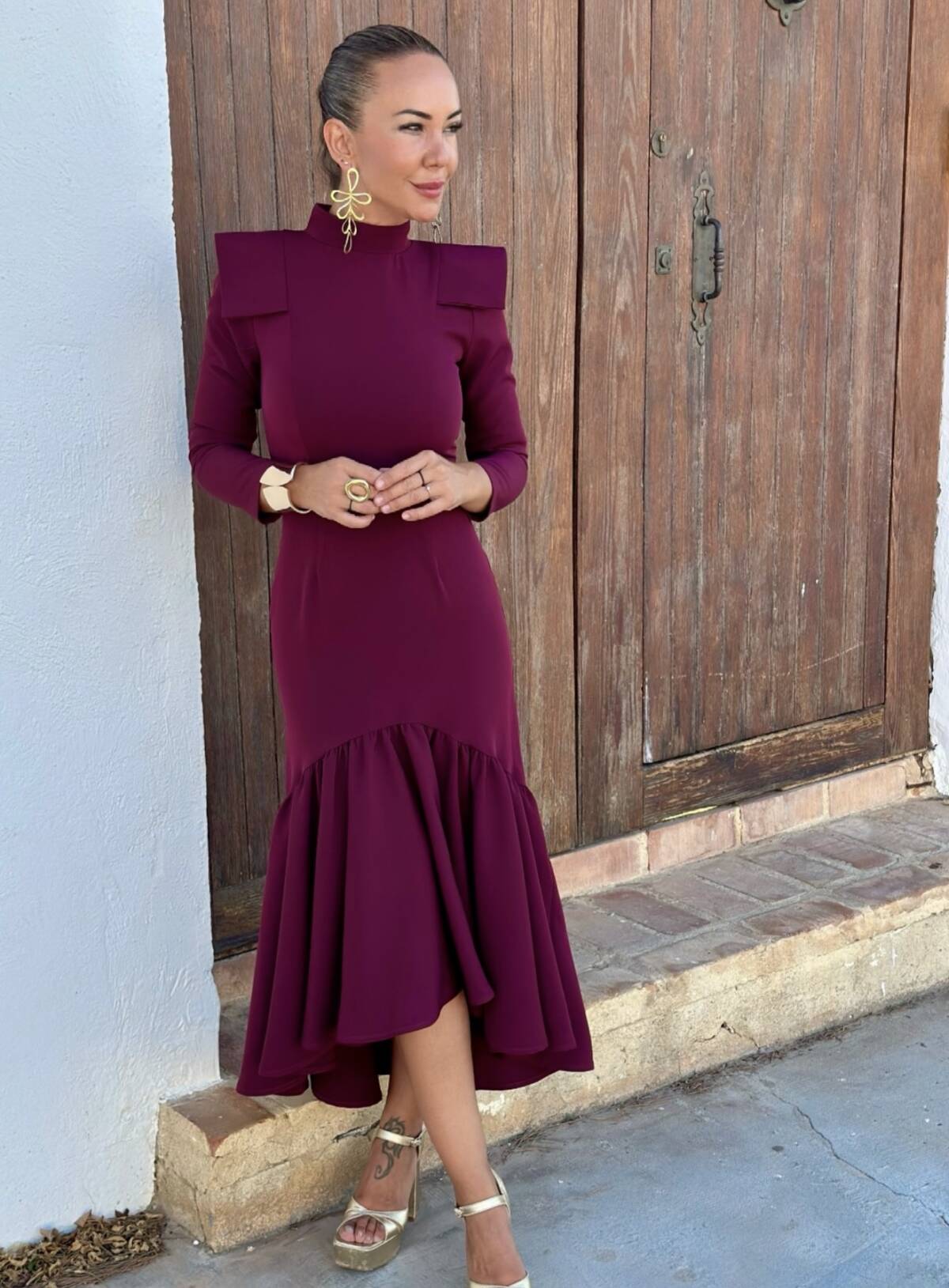 Vestido Solapas Vino - Imagen 5