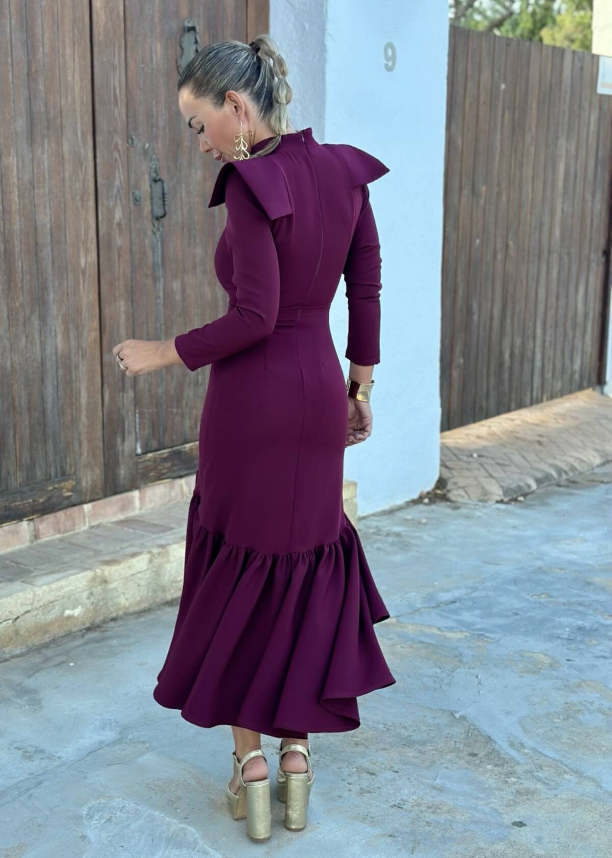 Vestido Solapas Vino - Imagen 6