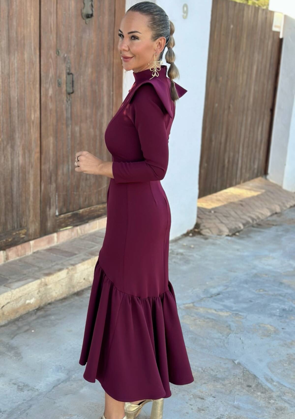 Vestido Solapas Vino - Imagen 3