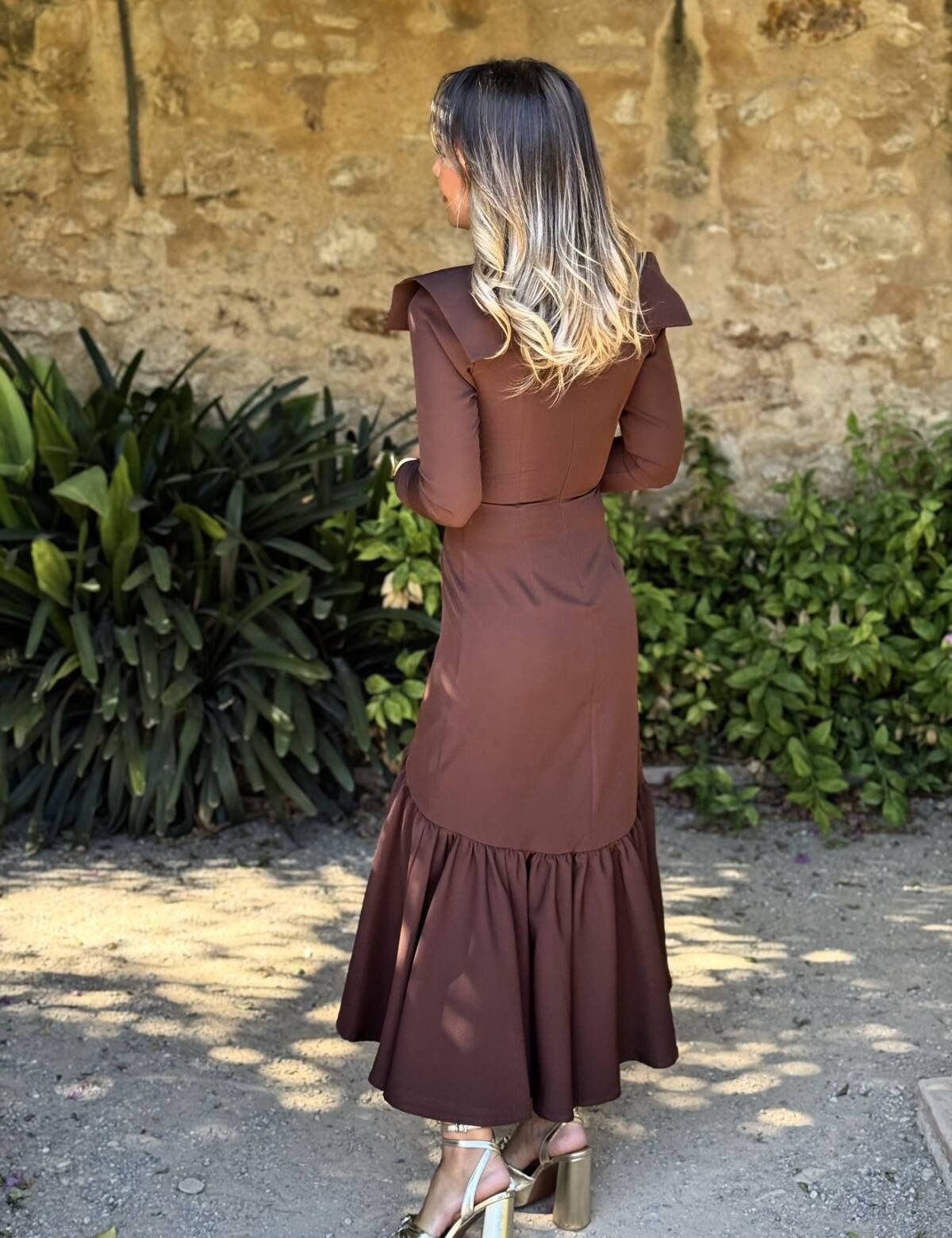 Vestido Solapas Marrón - Imagen 6