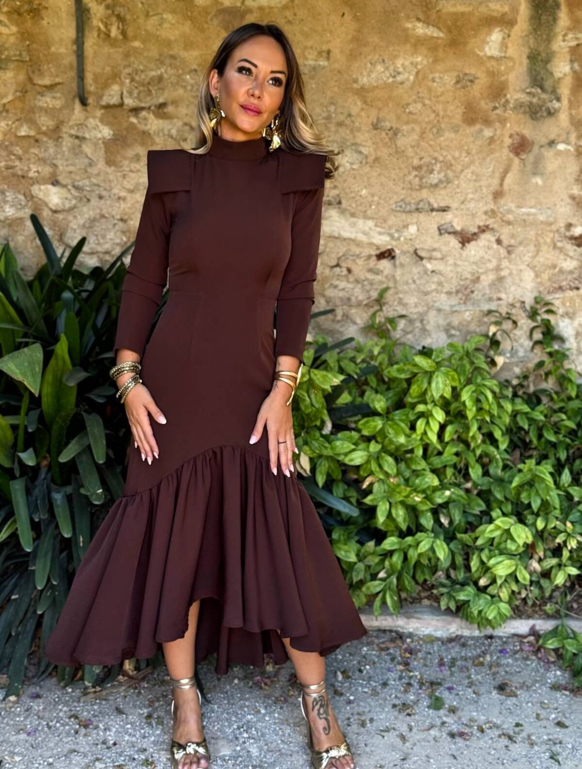 Vestido Solapas Marrón - Imagen 4