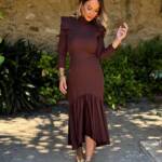 Vestido Solapas Marrón