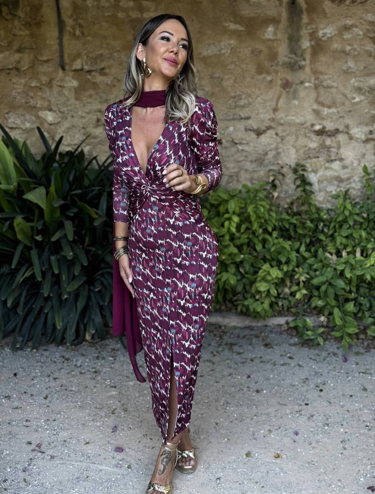 Vestido Blanca Estampado Buganvilla - Imagen 6