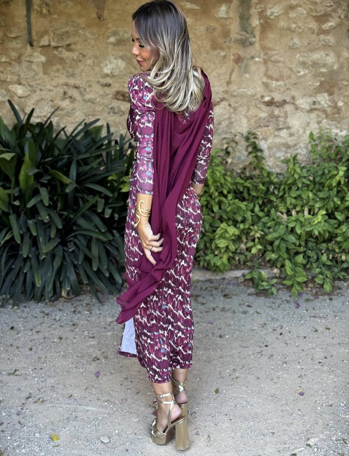 Vestido Blanca Estampado Buganvilla - Imagen 3