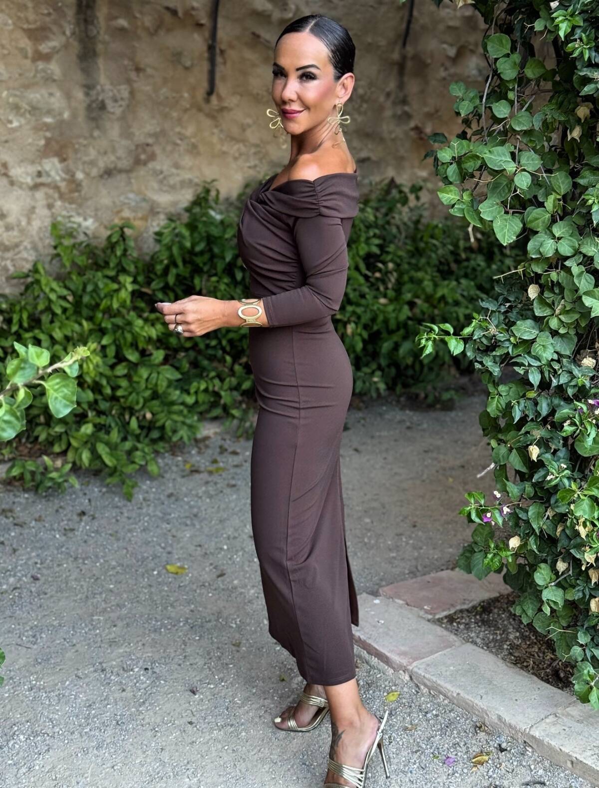Vestido Bardot Marrón - Imagen 5