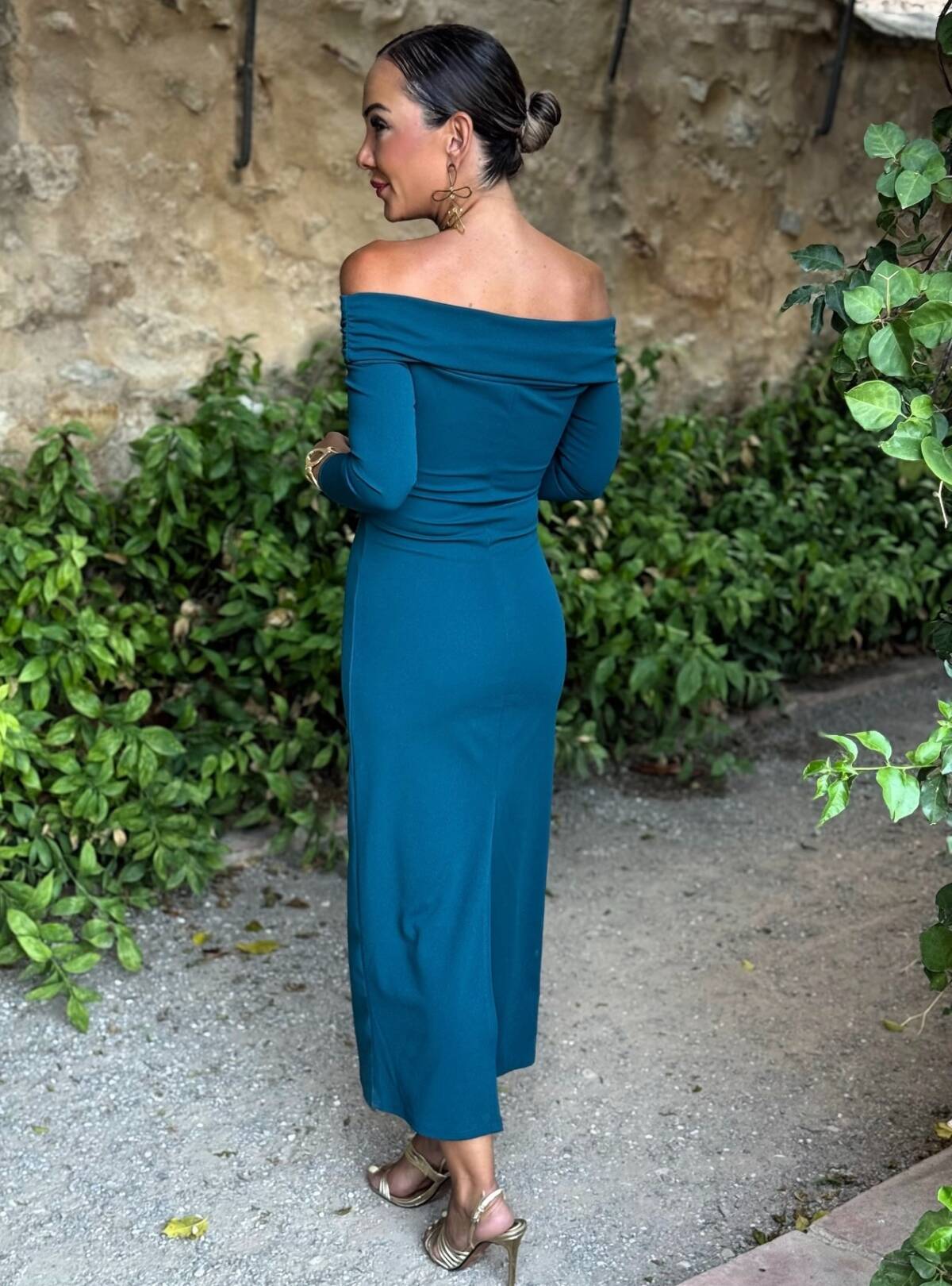 Vestido Bardot Petróleo - Imagen 3
