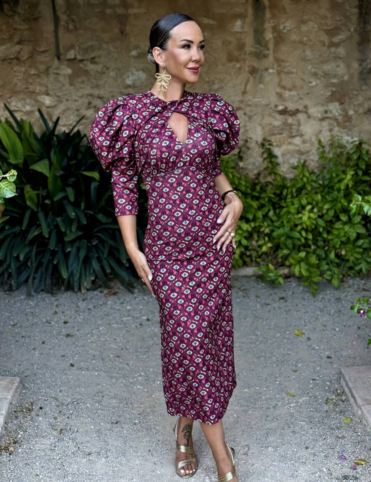 Vestido Laia Estampado Vino - Imagen 1