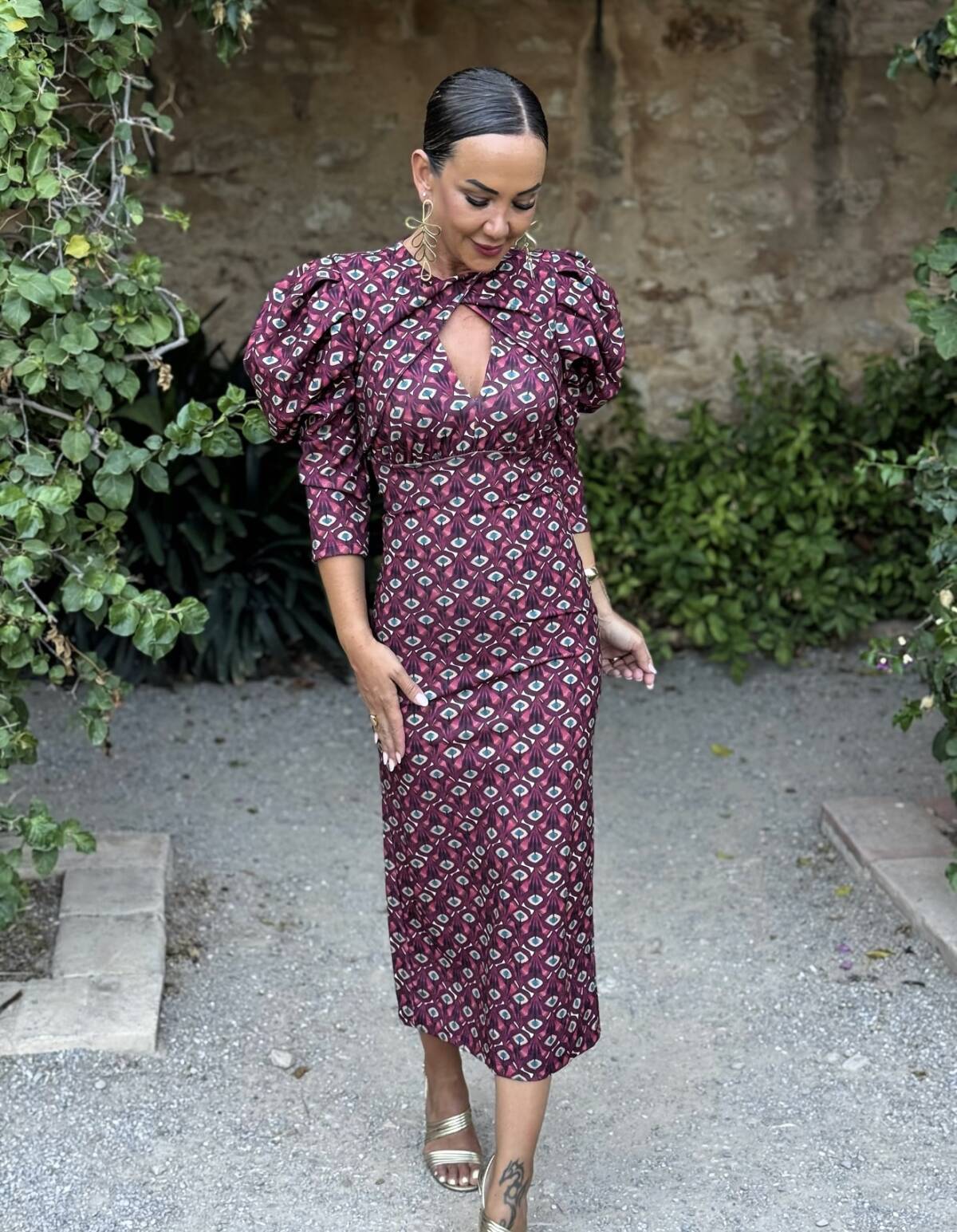 Vestido Laia Estampado Vino - Imagen 4