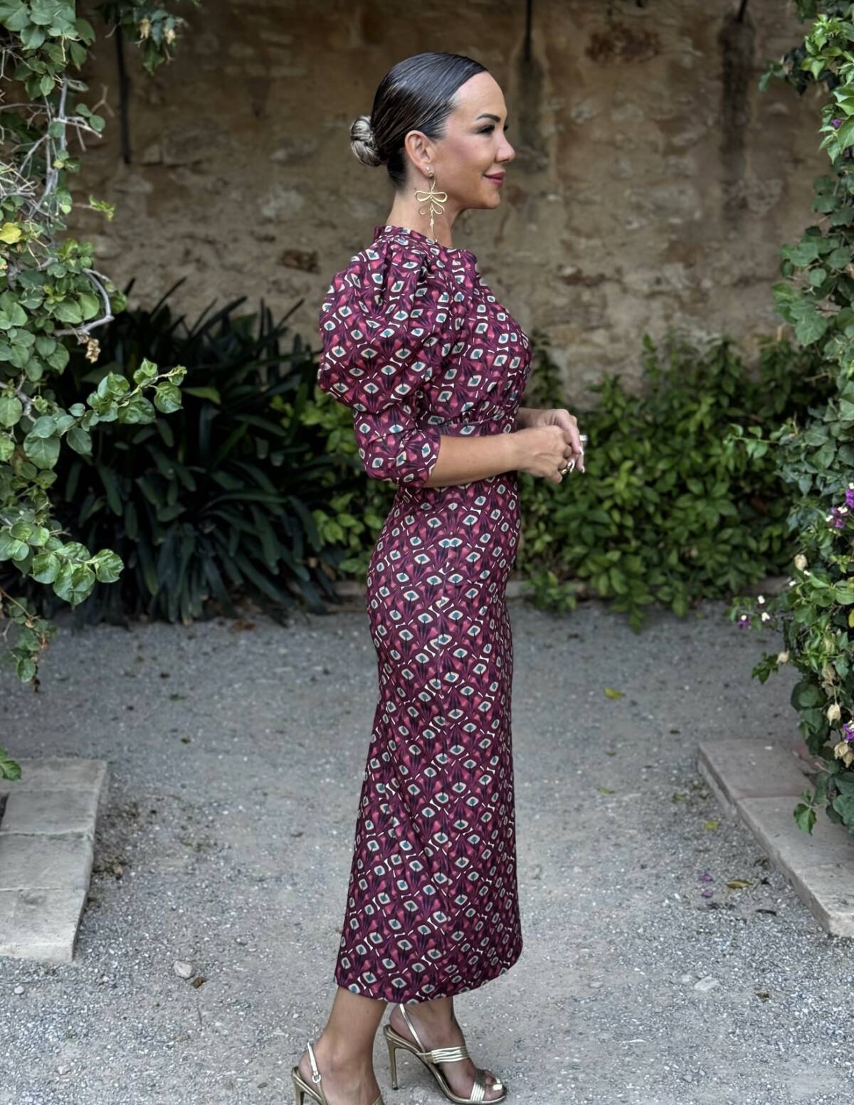 Vestido Laia Estampado Vino - Imagen 5