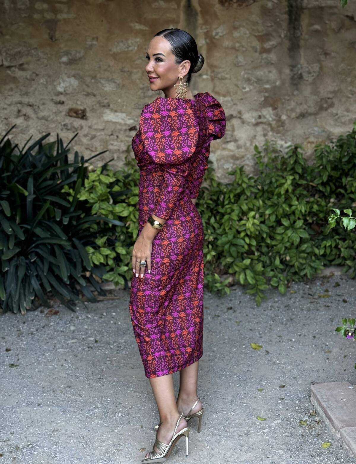 Vestido Loren Estampado Marrón Buganvilla - Imagen 2