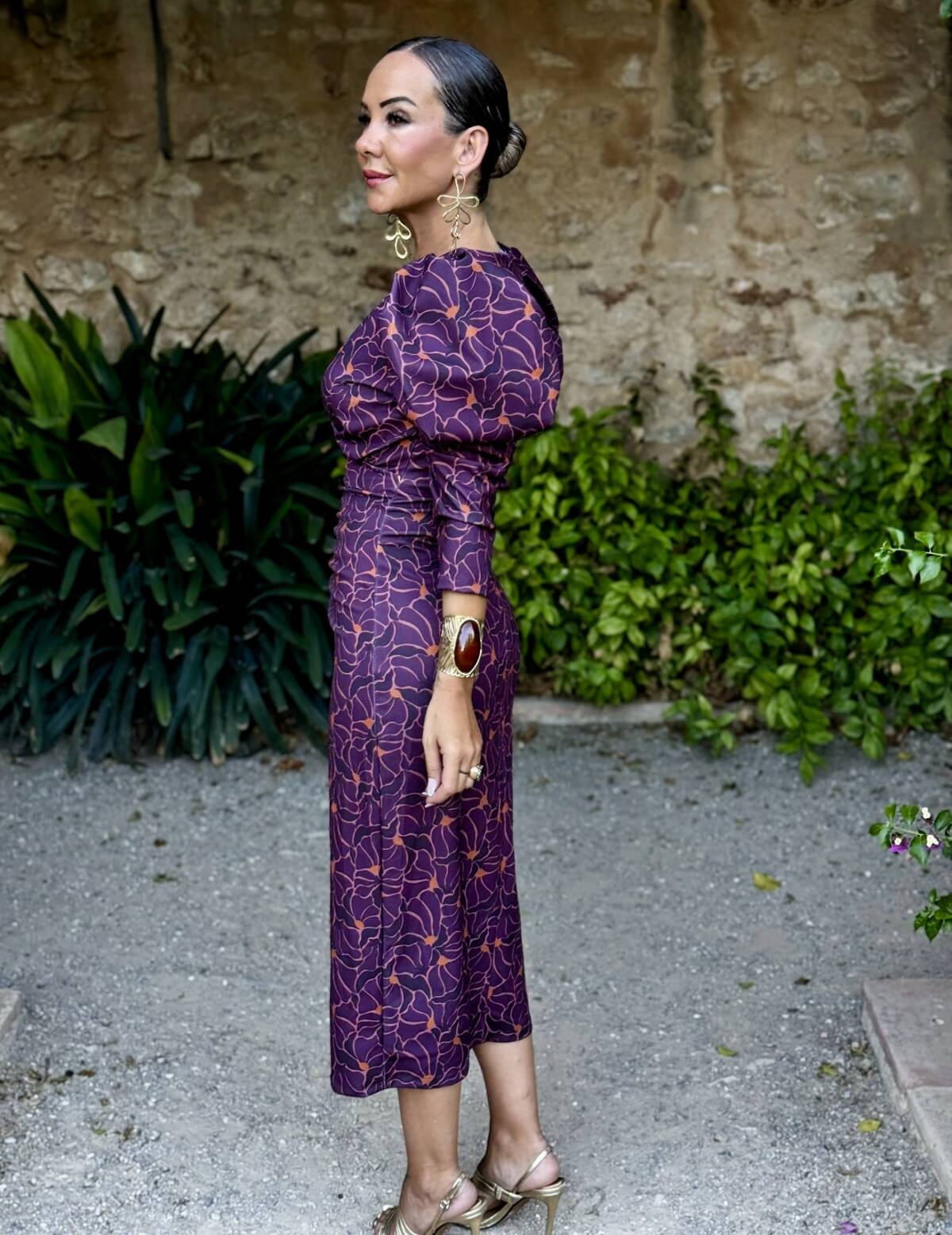Vestido Loren Estampado Berenjena - Imagen 5