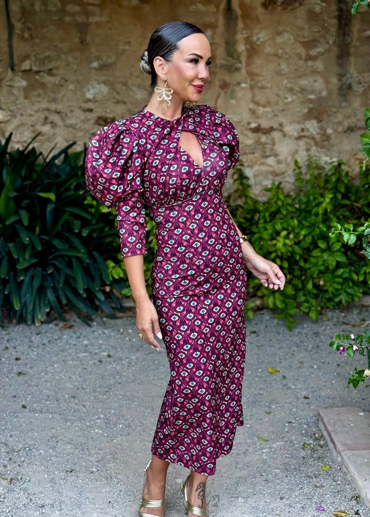 Vestido Laia Estampado Vino - Imagen 3