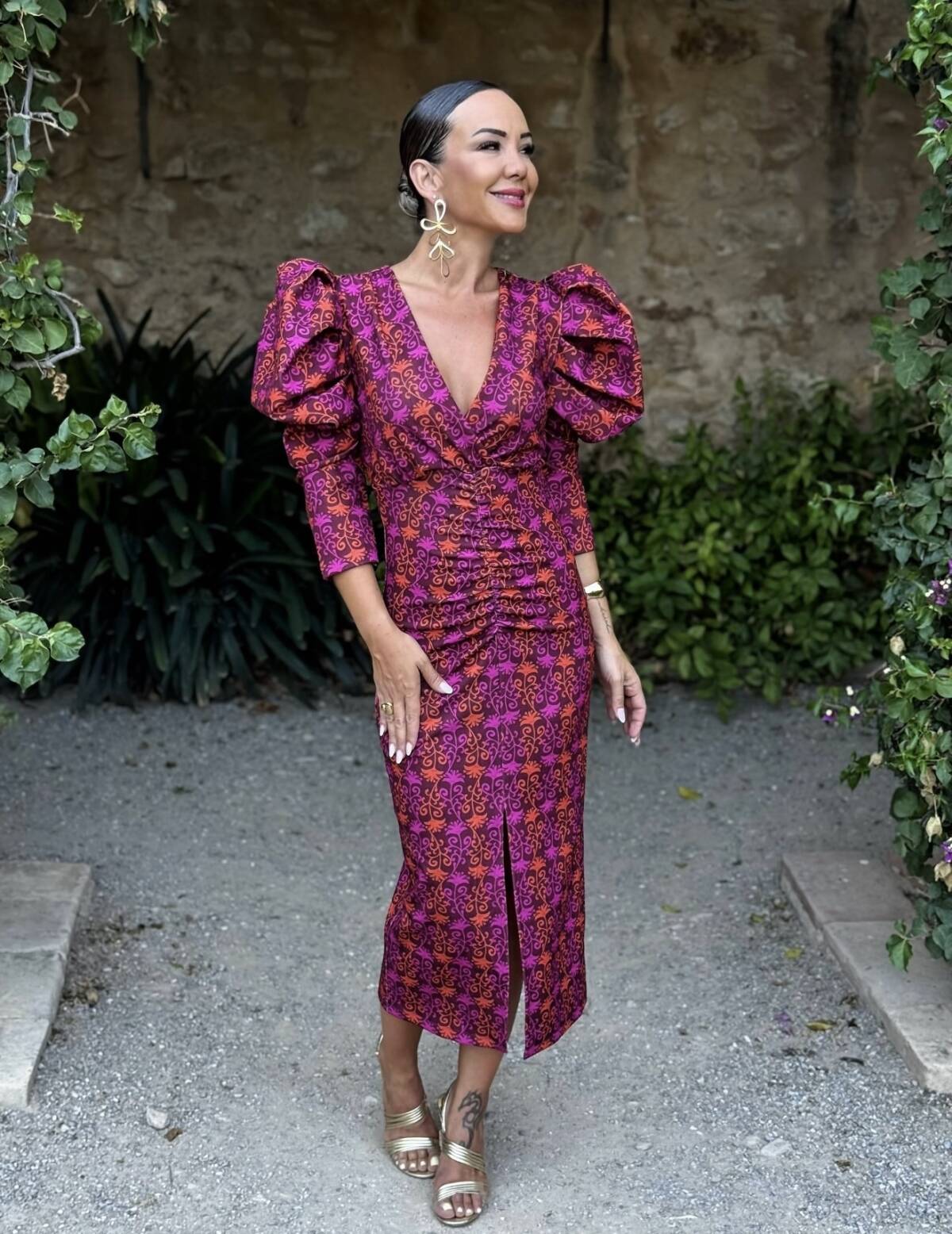 Vestido Loren Estampado Marrón Buganvilla - Imagen 7