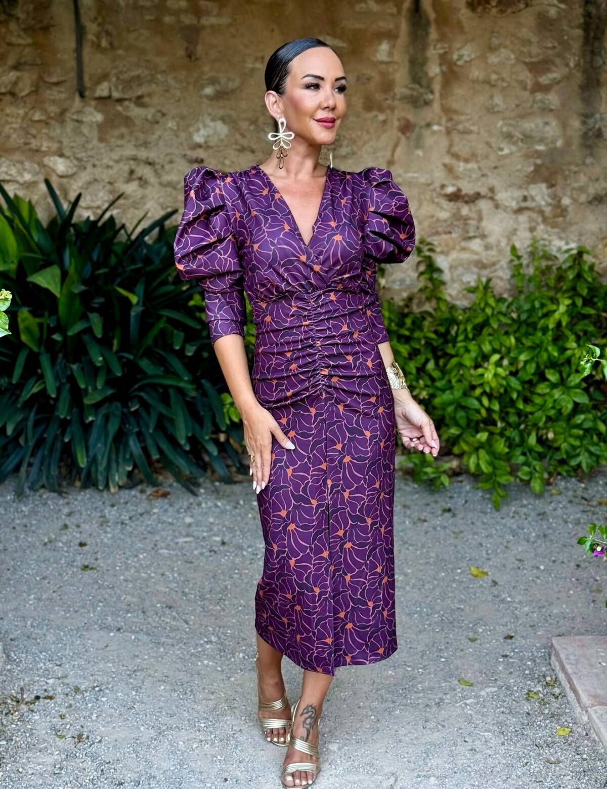 Vestido Loren Estampado Berenjena - Imagen 8