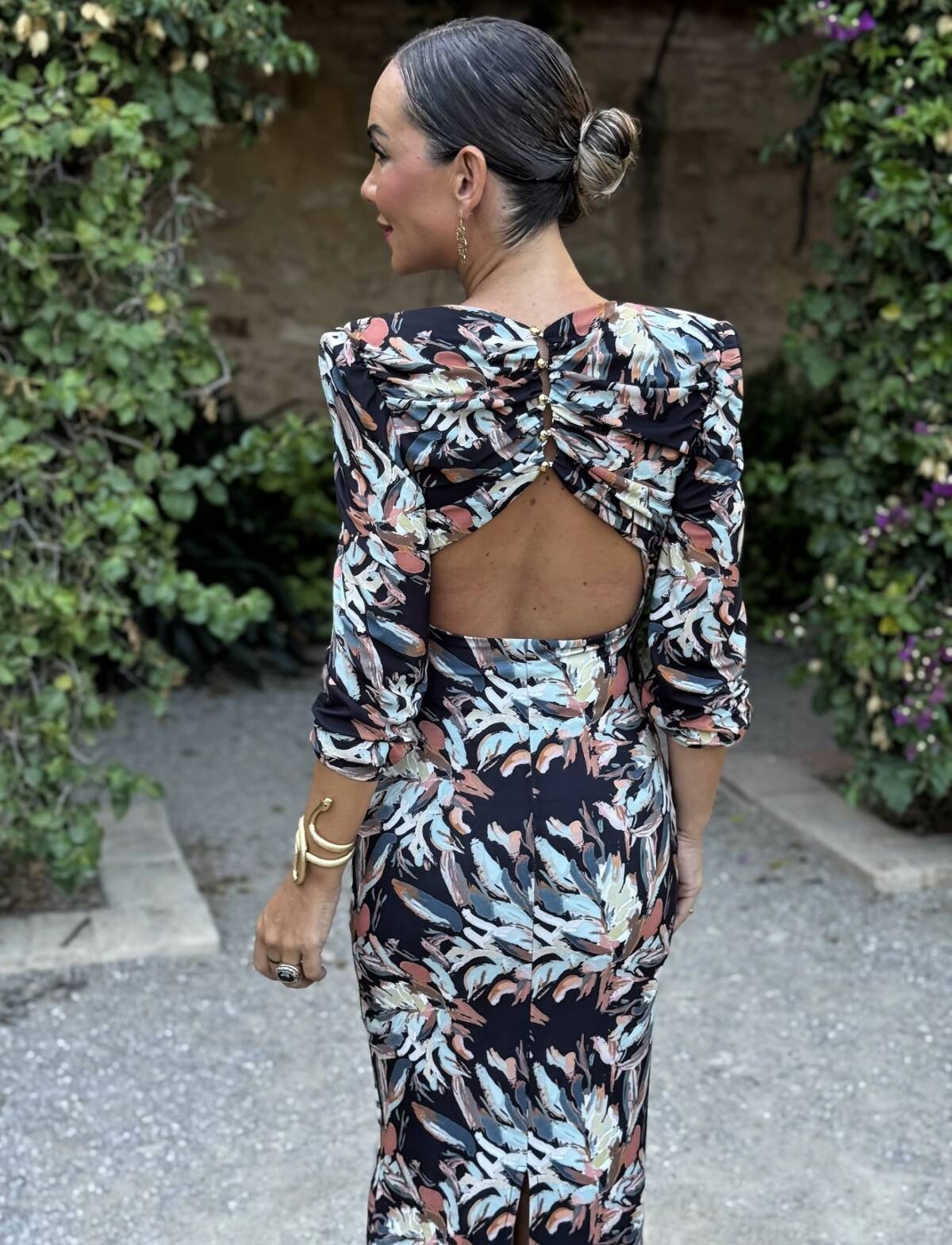 Vestido Midi Botones Punto Estampado Marino - Imagen 4