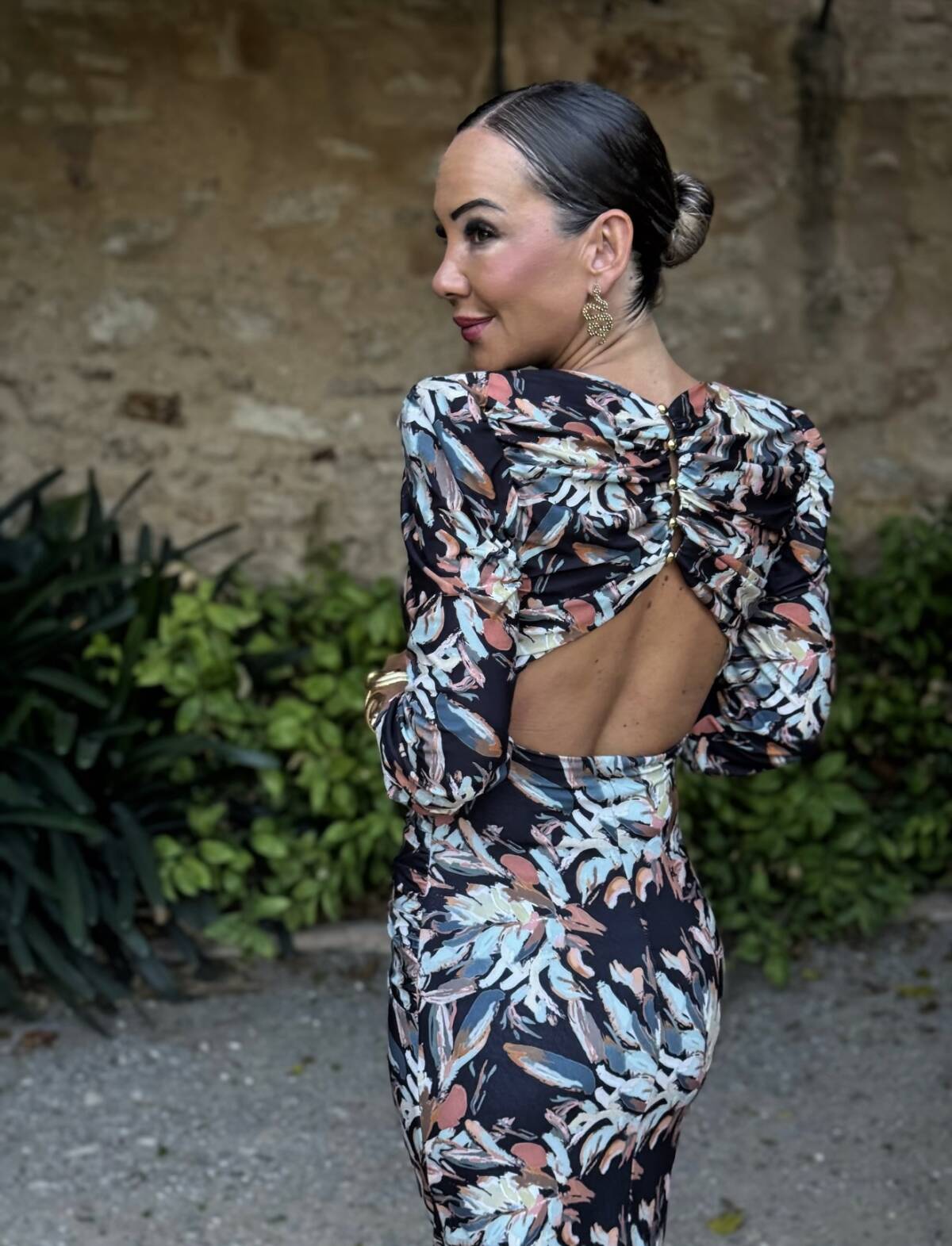 Vestido Midi Botones Punto Estampado Marino - Imagen 9