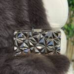 Cartera Rígida Fiesta Plateada Triangulos