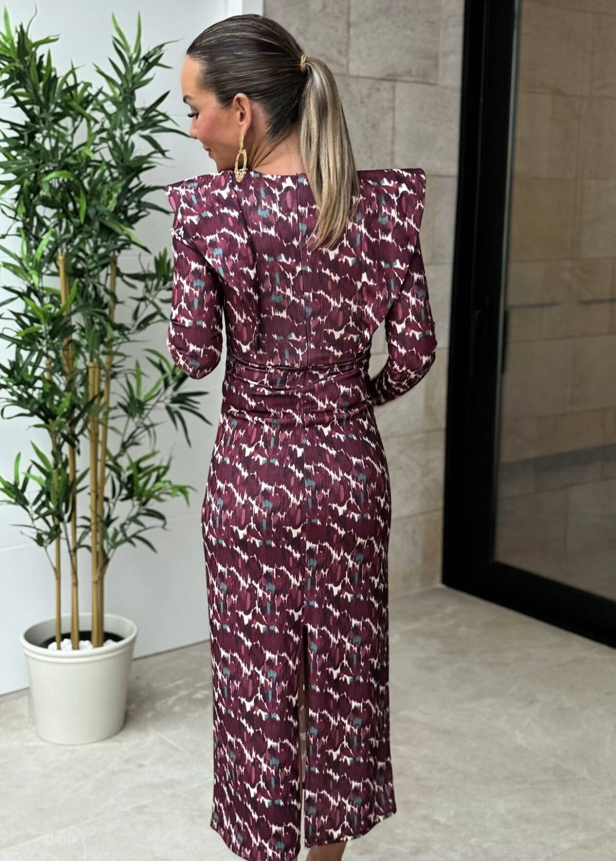 Vestido Solapas Estampado Buganvilla - Imagen 2