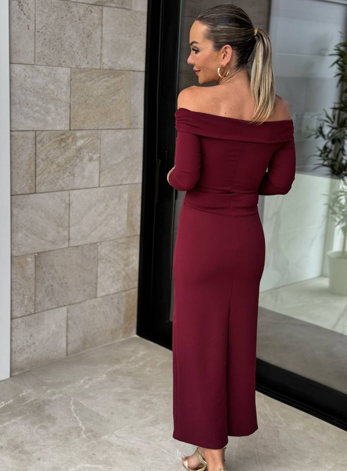 Vestido Bardot Vino - Imagen 6