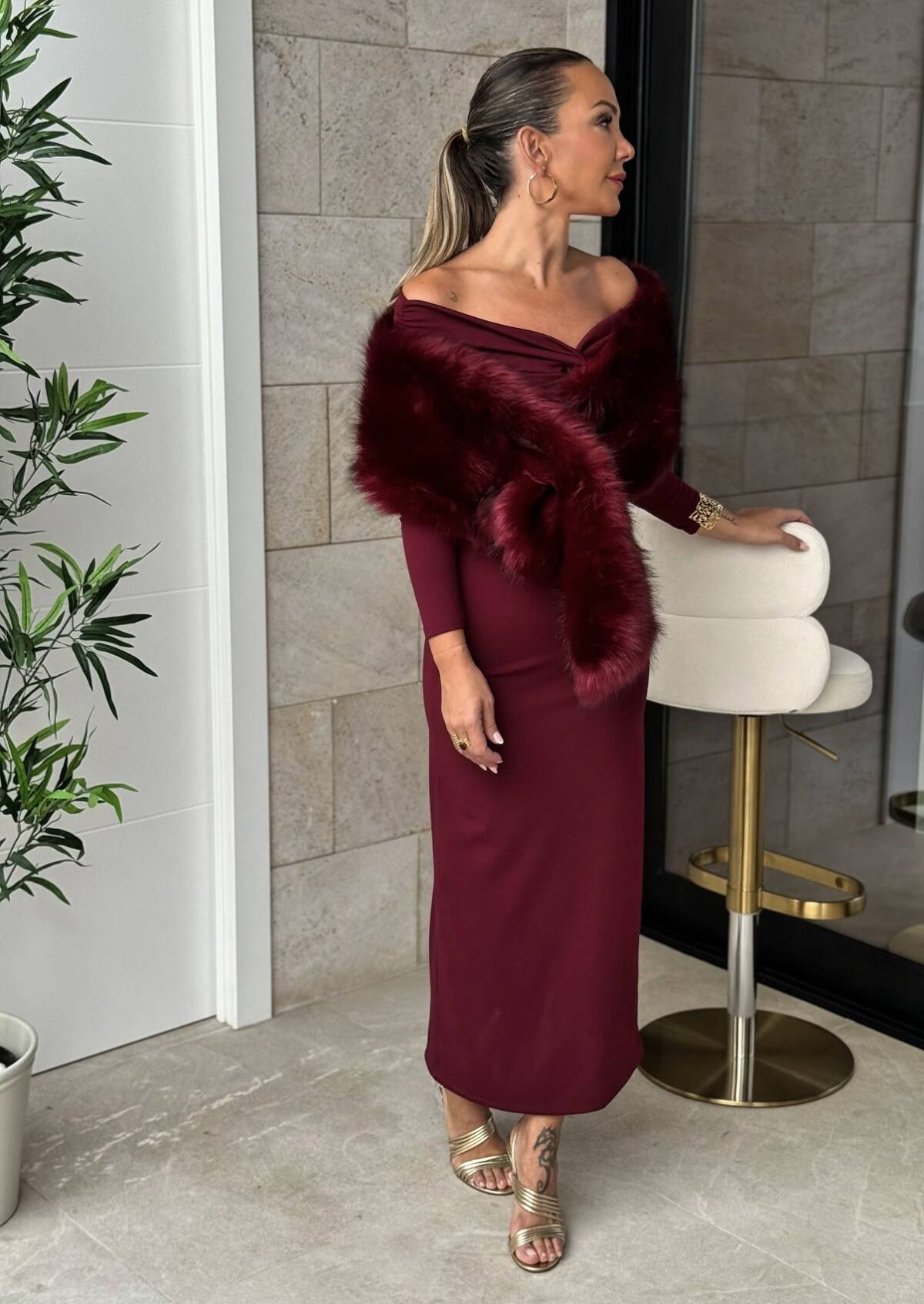 Vestido Bardot Vino - Imagen 10