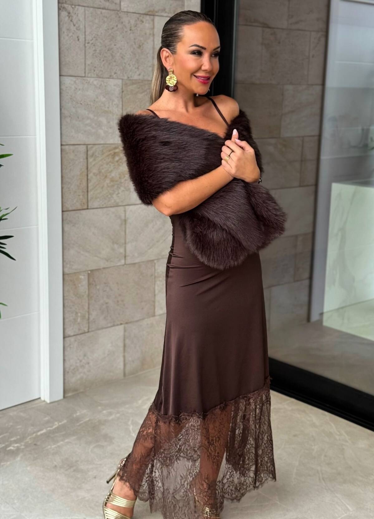 Vestido Tirante Lencero Marrón - Imagen 9