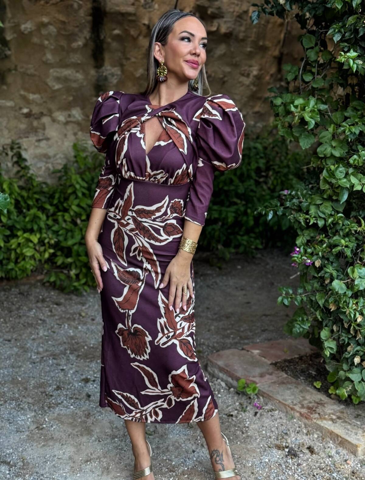 Vestido Laia Estampado Vino - Imagen 1