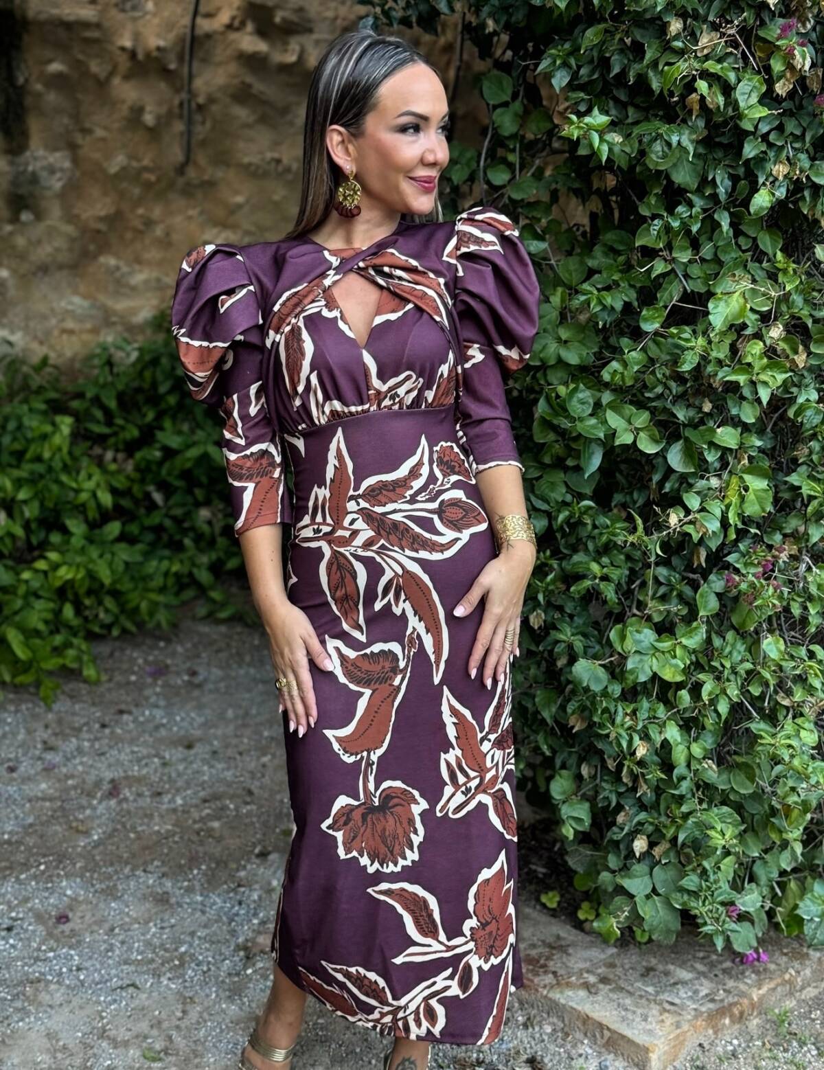 Vestido Laia Estampado Vino - Imagen 4