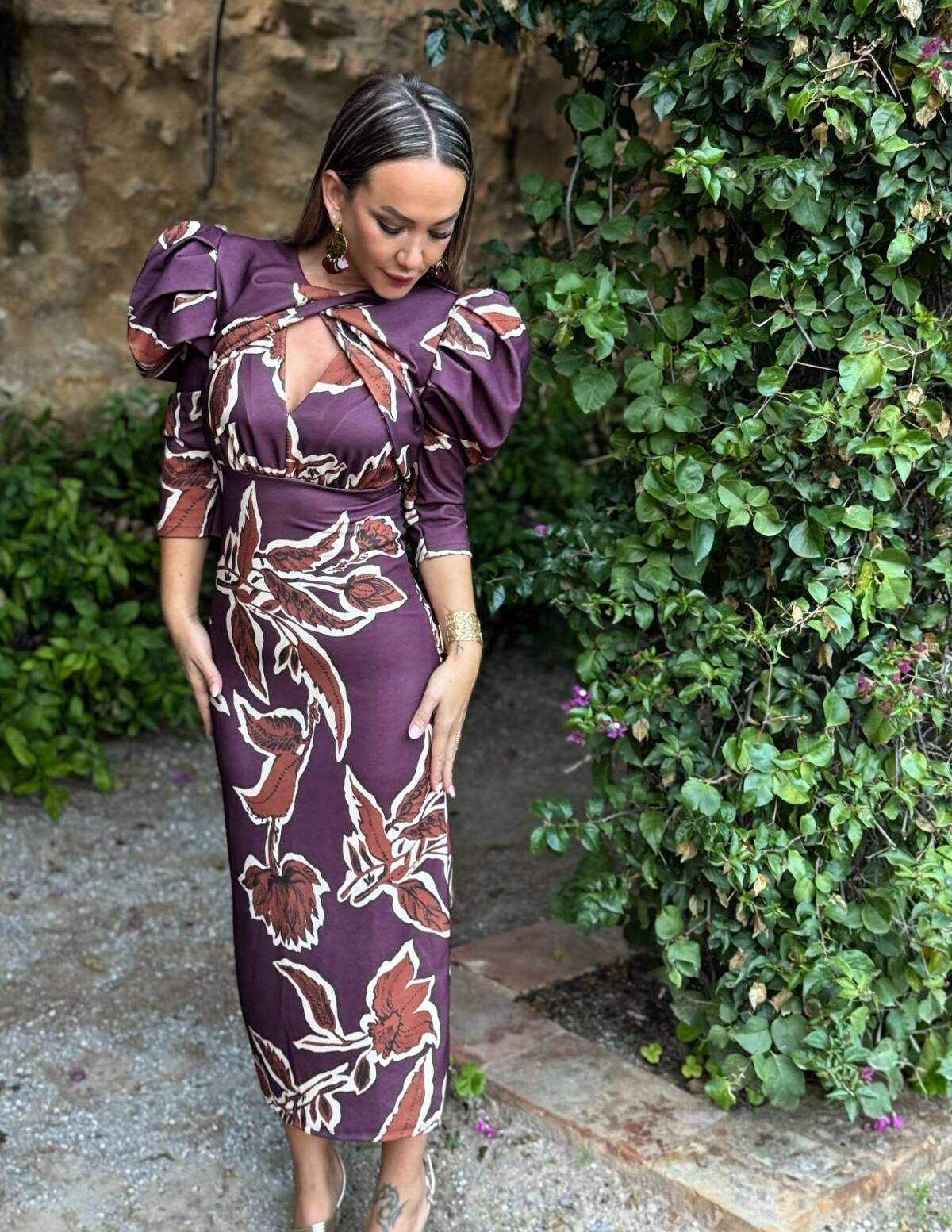 Vestido Laia Estampado Vino - Imagen 2