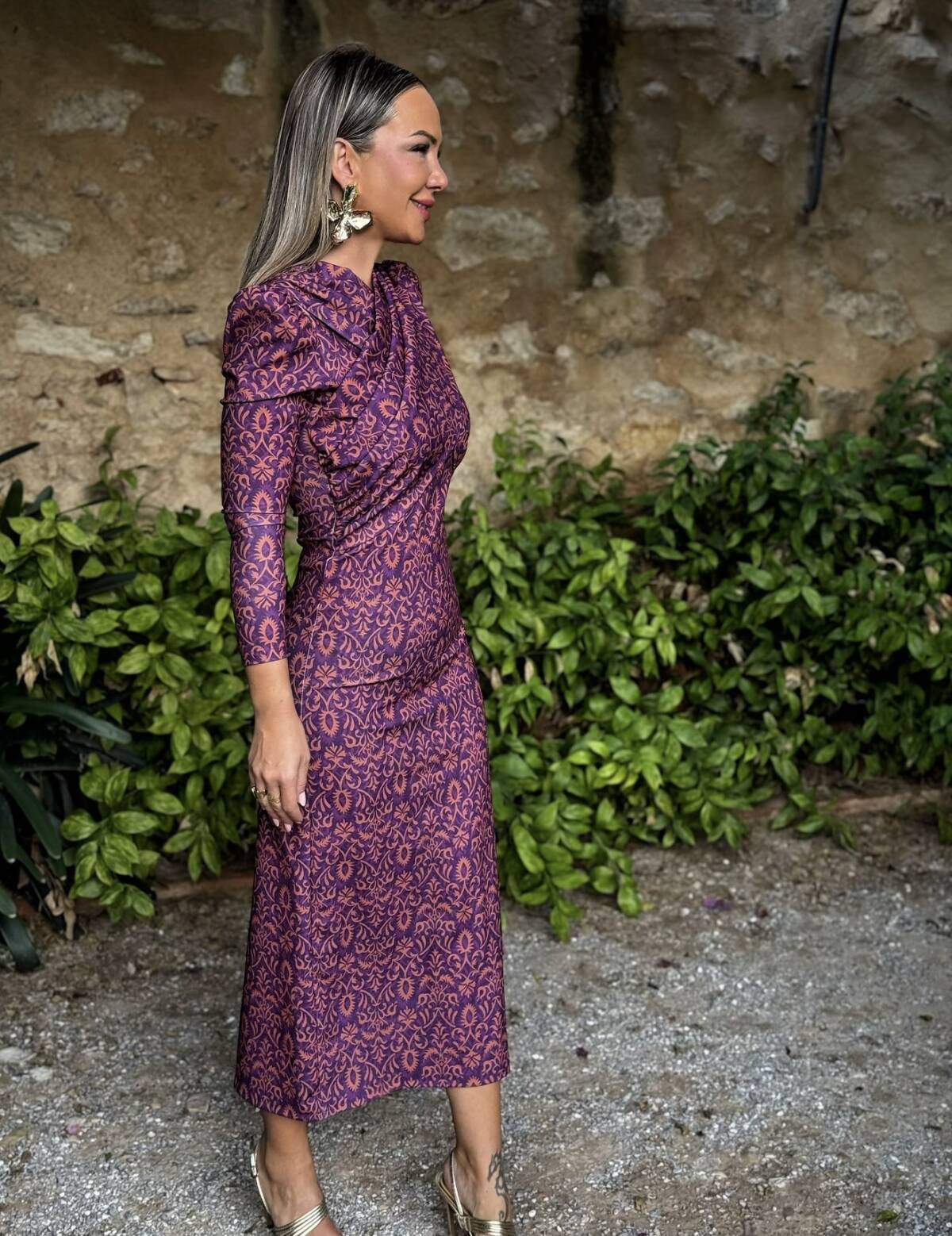 Vestido Bania Estampado Morado - Imagen 1